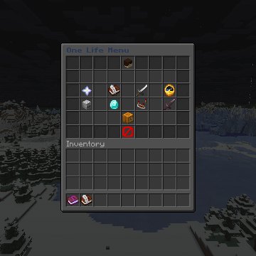 The One Life menu in game