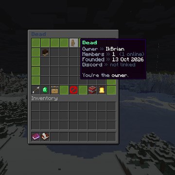 The team menu with team info