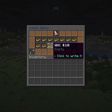 The wills menu, where players write their last messages